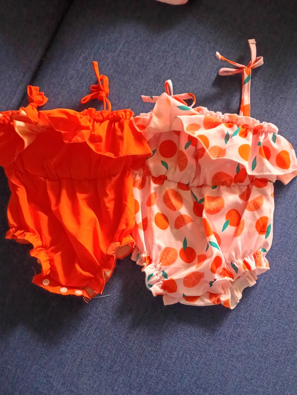 Kids Orange Ruffle One-Piece Swimsuit - Bright Orange & Citrus Print